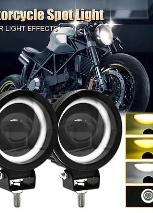 2шт! светодиодная фара led круглая 40w четкая граница + ангельские глазки, дополнительный свет туманная фара