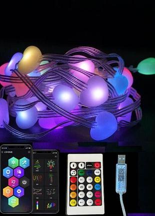Яскрава розумна гірлянда dream collor 33led 5метрів великі серця multirgb usb управління від смартфона