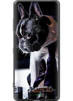Чехол на sony xperia xz3 h9436 бульдог-фотограф "142u-1540-10746"