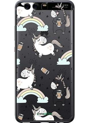 Чехол на huawei p10 единорог и кофе "4661u-780-10746"