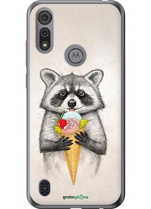 Чехол на motorola e6s енотик с мороженым "4602u-2001-10746"