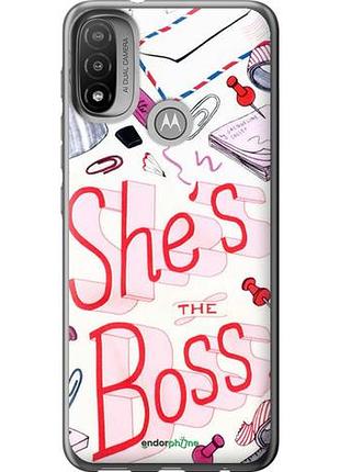 Чехол на motorola e20 she's the boss "4254u-2509-10746"