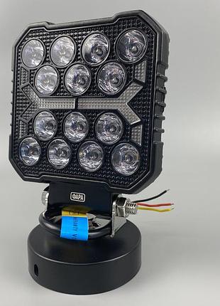 Фара led 40w квадратная на любое авто, ближний 12/24v. широкий луч + drl светло (желтая горизонт линия) 6500к