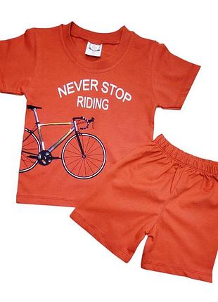 Комплект для хлопчика футболка та шорти never stop riding 98 червоний