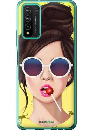 Чохол на huawei honor 10x lite дівчина з чупа-чупсом "3979u-2198-10746"