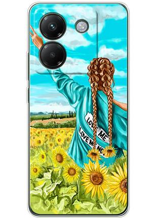 Чехол силиконовый с картинкой на xiaomi poco m7 pro 5g (патриотический, девушка украинка)