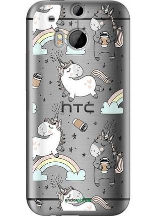 Чехол на htc one m8 единорог и кофе "4661u-30-10746"