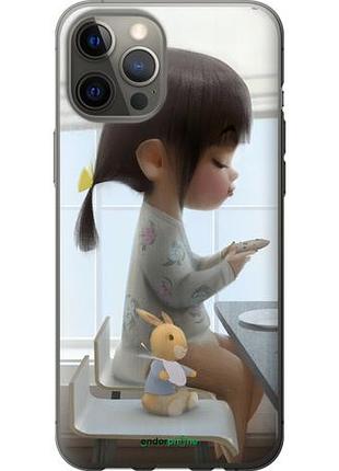 Чехол на iphone 12 pro max милая девочка с зайчиком "4039u-2054-10746"