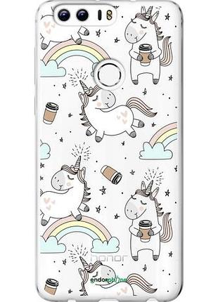 Чехол на huawei honor 8 единорог и кофе "4661u-351-10746"
