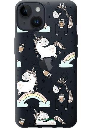 Чехол на iphone 14 единорог и кофе "4661u-2648-10746"