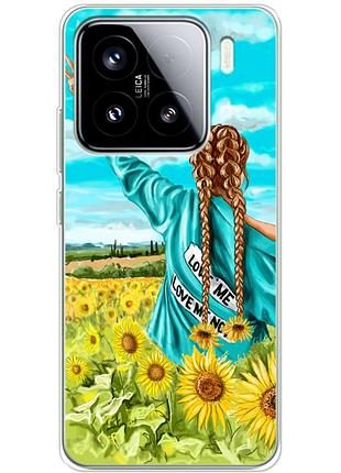 Чехол силиконовый с картинкой на xiaomi 15 (патриотический, девушка украинка)