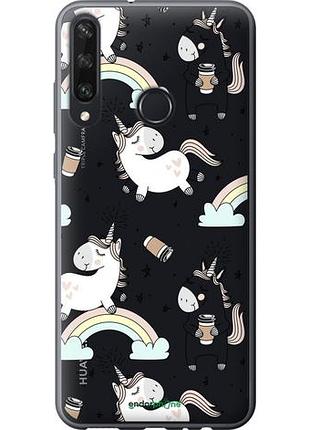 Чехол на huawei y6p единорог и кофе "4661u-1952-10746"