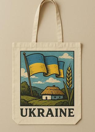 Сумка шопер еко-торба тканинна велика з принтом "україна"
