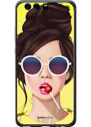 Чехол на huawei p10 девушка с чупа-чупсом "3979u-780-10746"