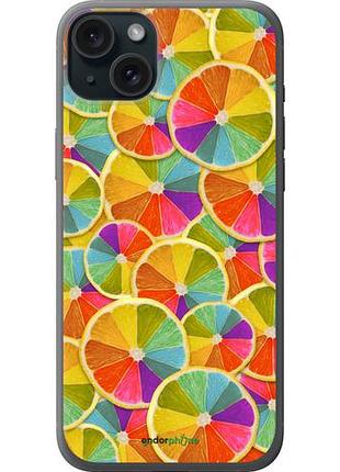Чехол на iphone 15 plus разноцветные дольки лимона "861u-3097-10746"