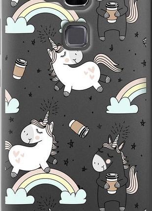 Чехол на huawei ascend mate 7 единорог и кофе "4661u-140-10746"