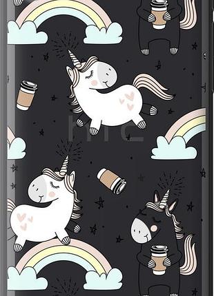 Чехол на htc desire 816 единорог и кофе "4661u-169-10746"