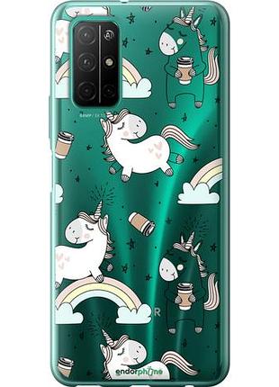 Чехол на huawei honor 30s единорог и кофе "4661u-1897-10746"