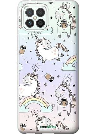 Чехол на huawei nova 8 se единорог и кофе "4661u-2126-10746"
