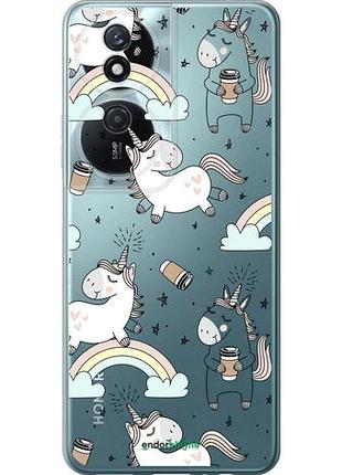 Чехол на huawei honor play 50 plus единорог и кофе "4661u-3399-10746"
