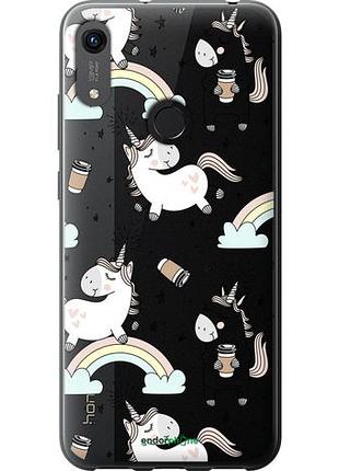 Чехол на huawei honor 8a единорог и кофе "4661u-1635-10746"