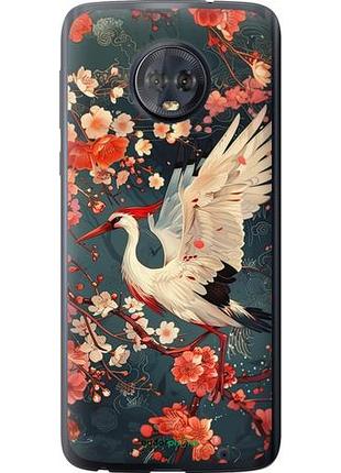 Чехол на motorola moto g6 plus сакура и аист "6108u-976-10746"