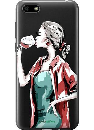Чехол на huawei y5 2018 девушка с бокалом "4662u-1500-10746"