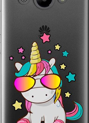 Чехол на huawei y3 2017 единорог в очках "4879u-991-10746"