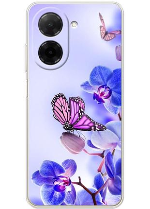 Чехол силиконовый с картинкой на xiaomi redmi a5 (цветок, бабочка на орхидее)