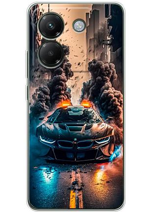 Чехол силиконовый с картинкой на xiaomi poco m7 pro 5g (машина bmw i8)