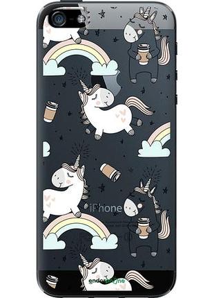 Чехол на iphone 5 единорог и кофе "4661u-18-10746"