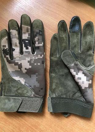 Рукавички тактичні спецназ з тканини та натуральної шкіри. літні мм14 з сенсорним пальцем. xl