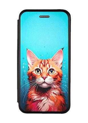 Чехол-книжка черный с рисунком на samsung galaxy a36 5g кошка (принт 408)