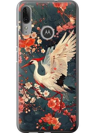 Чехол на motorola moto e6 plus сакура и аист "6108u-1780-10746"