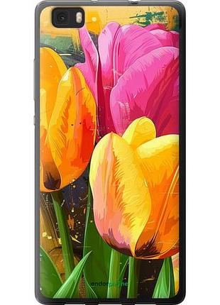 Чохол на huawei ascend p8 lite намальовані тюльпани "5990u-126-10746"
