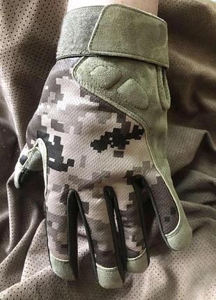 Рукавички тактичні спецназ з тканини та натуральної шкіри. літні мм14 з сенсорним пальцем. l