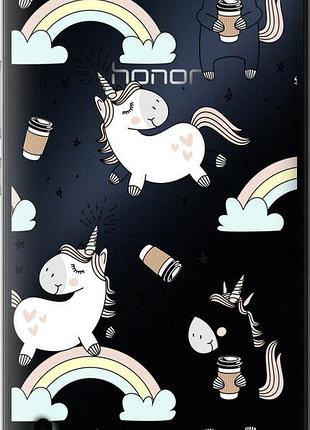 Чехол на huawei honor 6 plus единорог и кофе "4661u-179-10746"