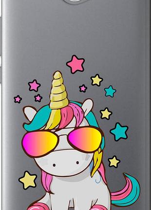 Чехол на huawei y7 2017 единорог в очках "4879u-1019-10746"