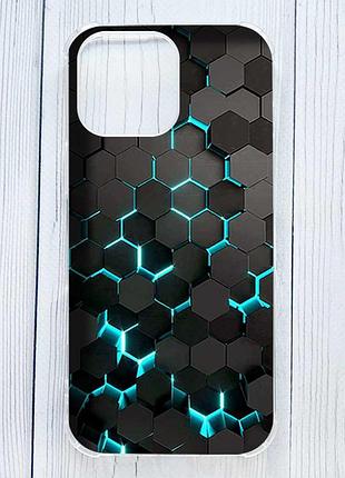 Чехол с утолщёнными углами на iphone 16 pro max соты 3d (принт 357)