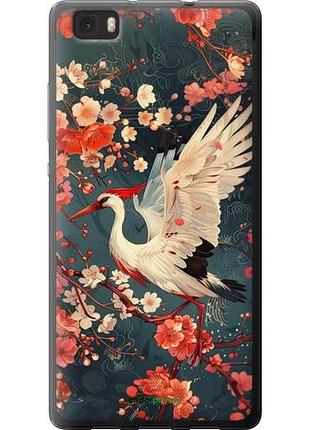 Чехол на huawei ascend p8 lite сакура и аист "6108u-126-10746"