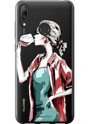 Чехол на huawei y7 2019 девушка с бокалом "4662u-1638-10746"