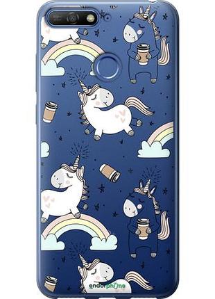 Чехол на huawei honor 7c единорог и кофе "4661u-1411-10746"