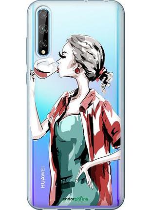 Чехол на huawei p smart s девушка с бокалом "4662u-1813-10746"