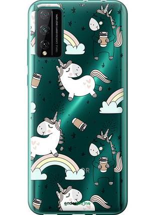 Чехол на huawei honor play 4t pro единорог и кофе "4661u-1914-10746"