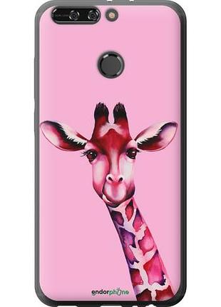 Чехол на huawei honor v9 / honor 8 pro розовая жирафа "4441u-1246-10746"