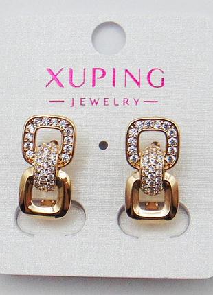 Серьги медицинский сплав позолота xuping 18х10 мм 19245