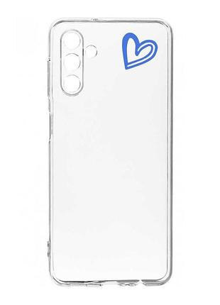 Прозорий чохол на samsung galaxy a36 5g сердечко синє (принт 48)
