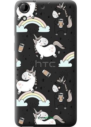 Чехол на htc desire 728g единорог и кофе "4661u-145-10746"