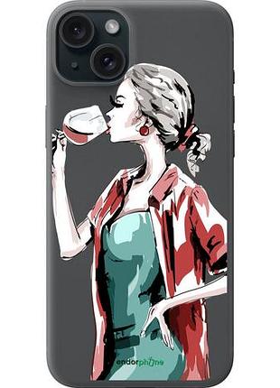Чехол на iphone 15 plus девушка с бокалом "4662u-3097-10746"