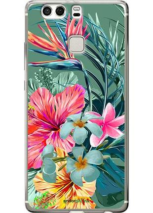 Чехол на huawei p9 plus тропические цветы v1 "4667u-300-10746"